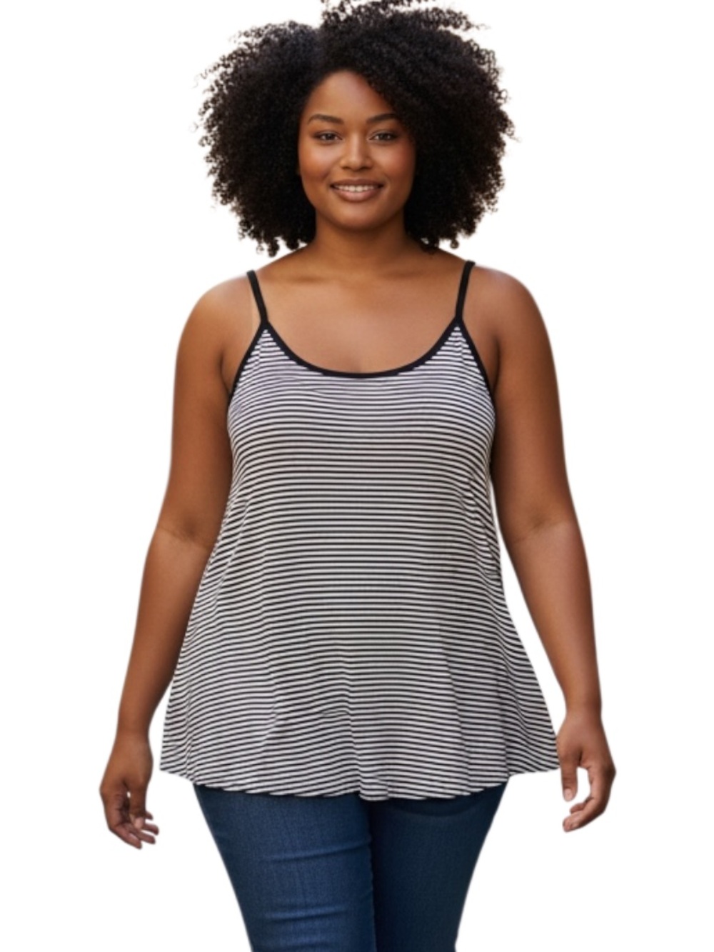 Old Navy Black and White Striped Spaghetti Strap Camisole